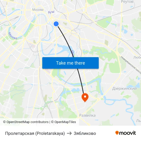 Пролетарская (Proletarskaya) to Зябликово map