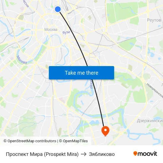 Проспект Мира (Prospekt Mira) to Зябликово map