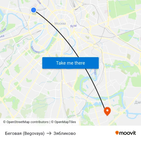 Беговая (Begovaya) to Зябликово map