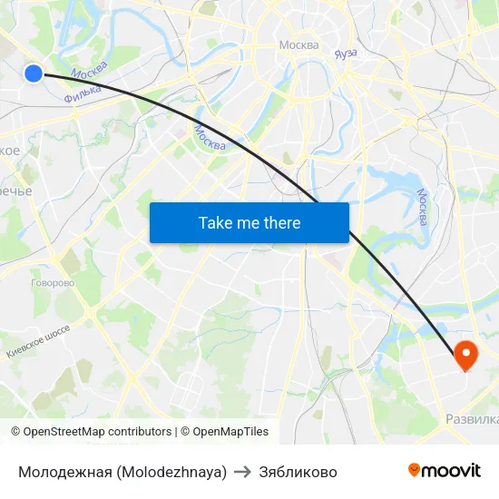 Молодежная (Molodezhnaya) to Зябликово map