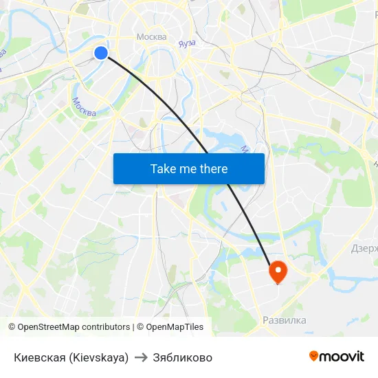 Киевская (Kievskaya) to Зябликово map