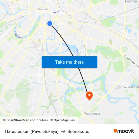 Павелецкая (Paveletskaya) to Зябликово map