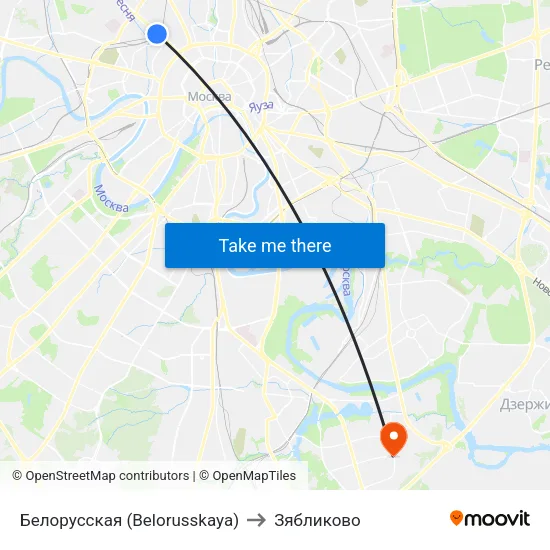 Белорусская (Belorusskaya) to Зябликово map