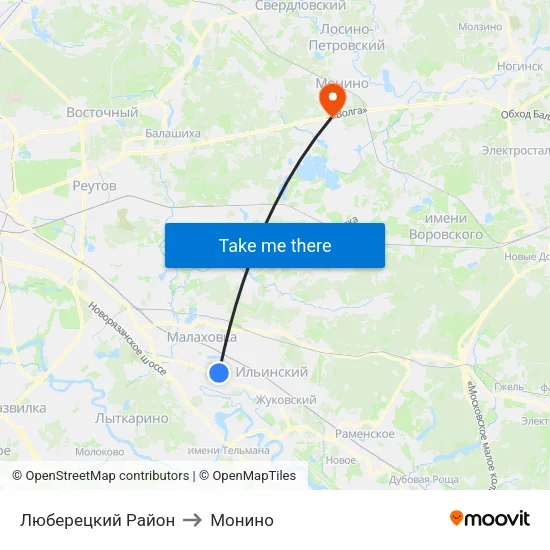 Люберецкий Район to Монино map