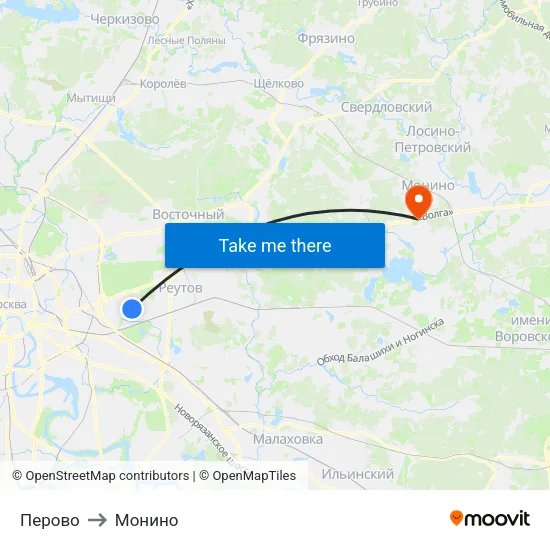 Перово to Монино map