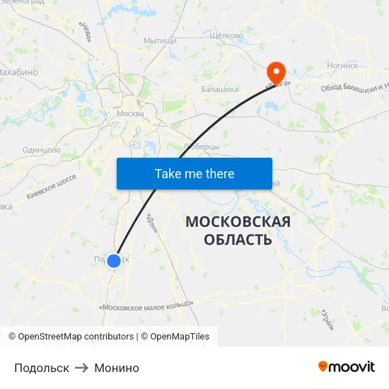 Подольск to Монино map