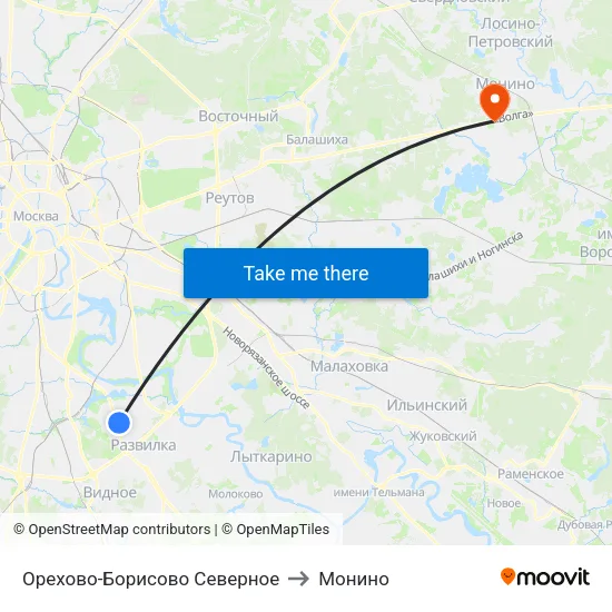 Орехово-Борисово Северное to Монино map