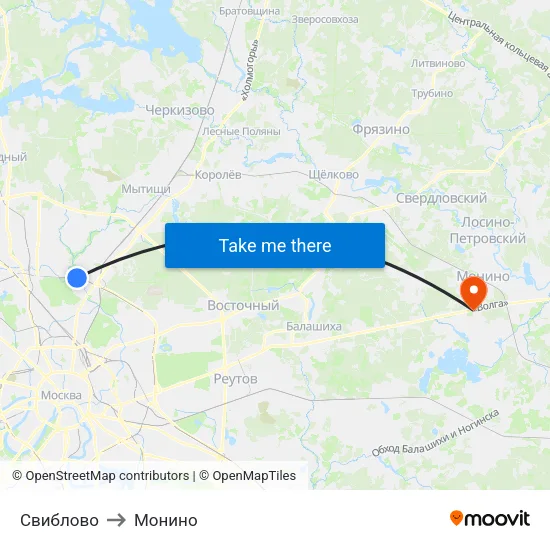 Свиблово to Монино map