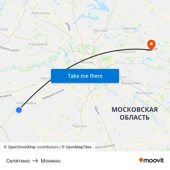 Селятино to Монино map