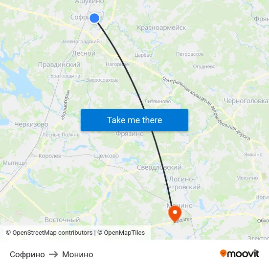 Софрино to Монино map