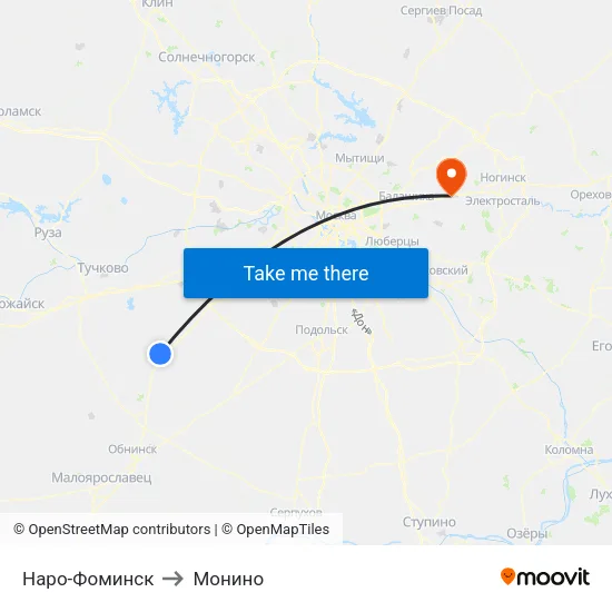 Наро-Фоминск to Монино map
