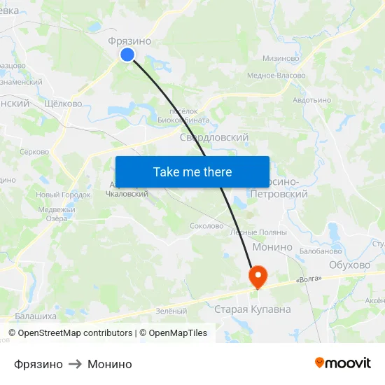 Фрязино to Монино map