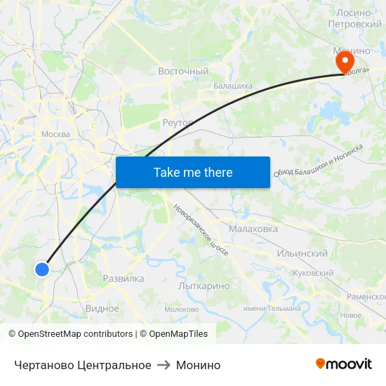 Чертаново Центральное to Монино map