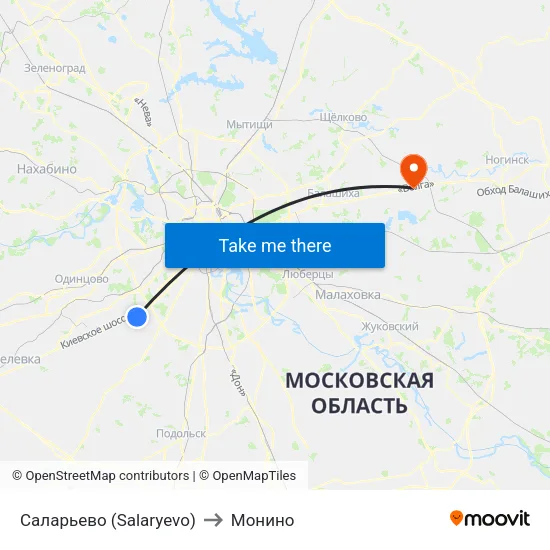 Саларьево (Salaryevo) to Монино map