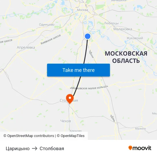 Царицыно to Столбовая map