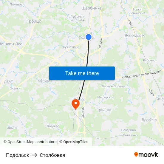 Подольск to Столбовая map