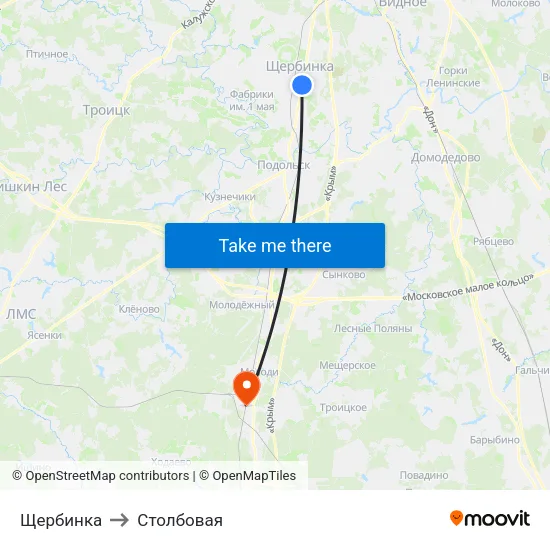 Щербинка to Столбовая map