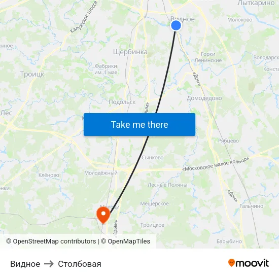 Видное to Столбовая map