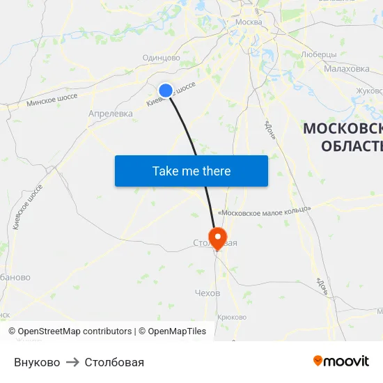 Внуково to Столбовая map