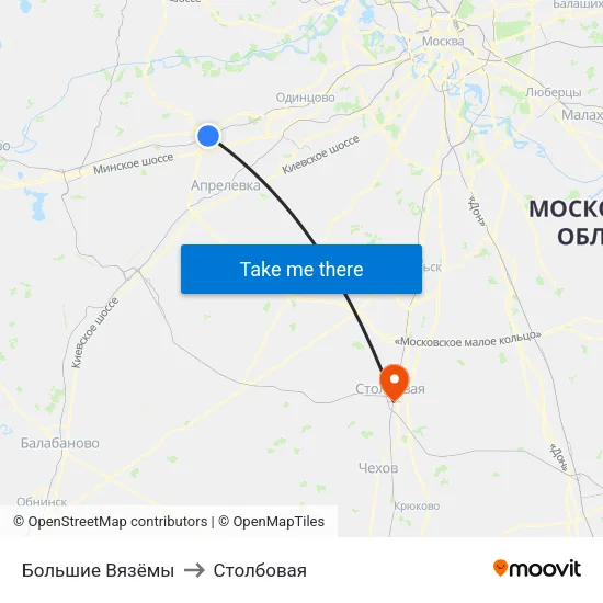 Большие Вязёмы to Столбовая map