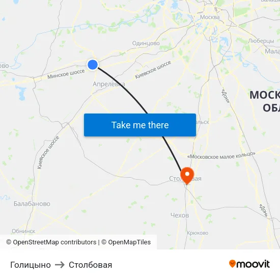 Голицыно to Столбовая map