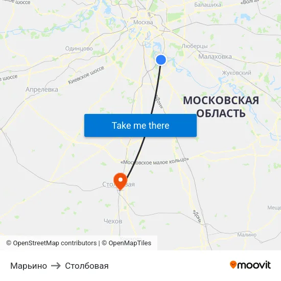 Марьино to Столбовая map
