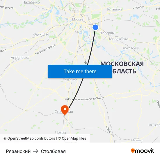 Рязанский to Столбовая map