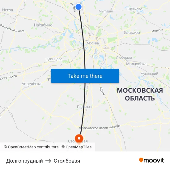 Долгопрудный to Столбовая map
