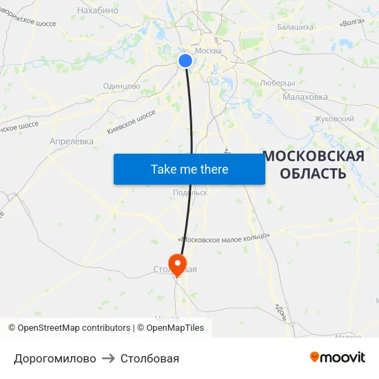 Дорогомилово to Столбовая map