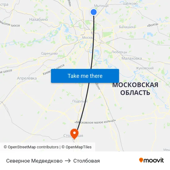 Северное Медведково to Столбовая map