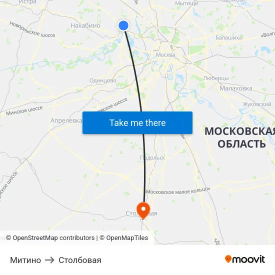 Митино to Столбовая map