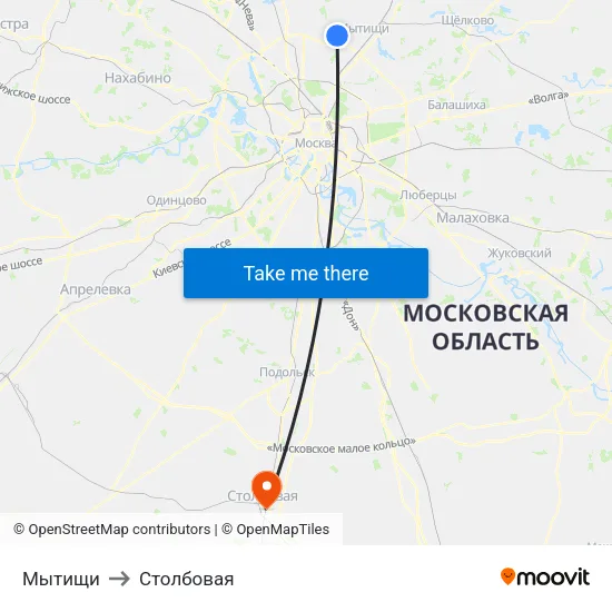 Мытищи to Столбовая map