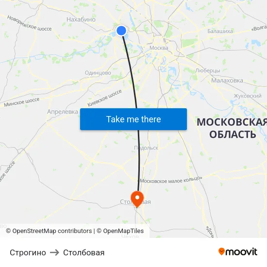 Строгино to Столбовая map