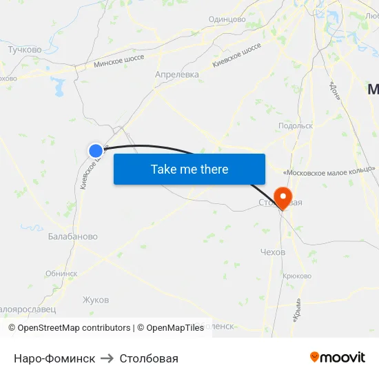 Наро-Фоминск to Столбовая map