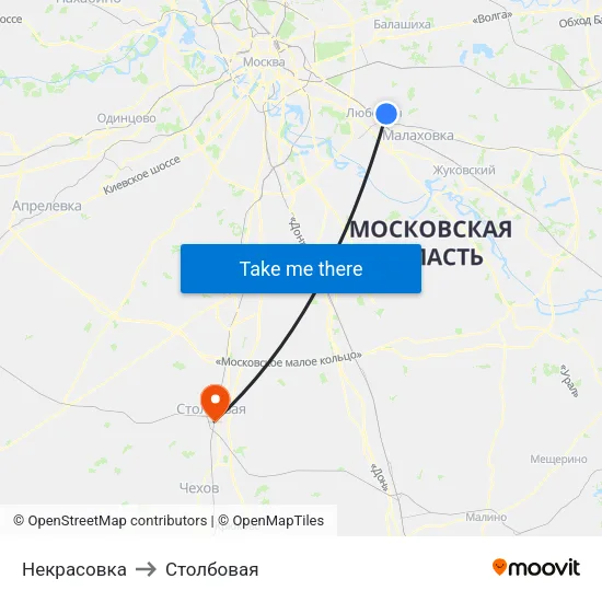 Некрасовка to Столбовая map