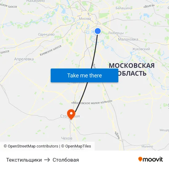 Текстильщики to Столбовая map
