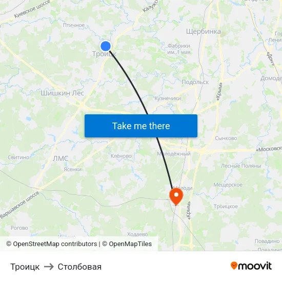 Троицк to Столбовая map