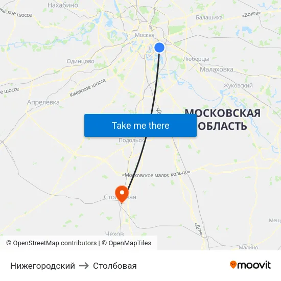 Нижегородский to Столбовая map