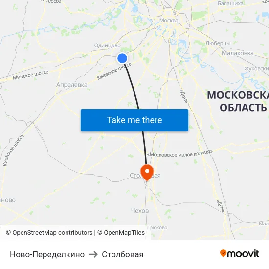 Ново-Переделкино to Столбовая map
