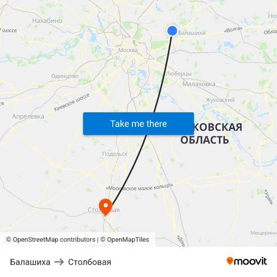 Балашиха to Столбовая map