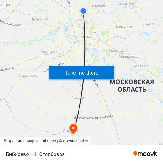 Бибирево to Столбовая map