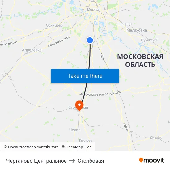 Чертаново Центральное to Столбовая map