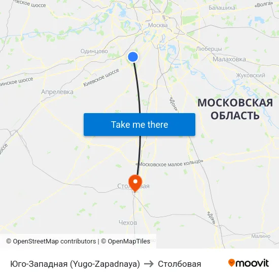 Юго-Западная (Yugo-Zapadnaya) to Столбовая map