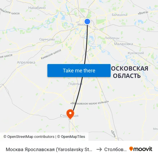 Москва Ярославская (Yaroslavsky Station) to Столбовая map