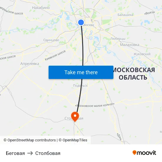 Беговая to Столбовая map