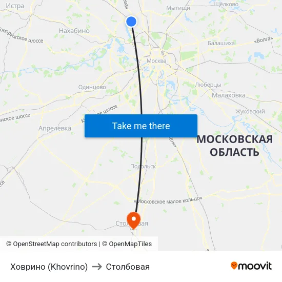 Ховрино (Khovrino) to Столбовая map