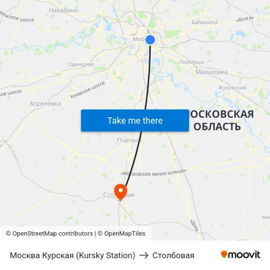 Москва Курская (Kursky Station) to Столбовая map