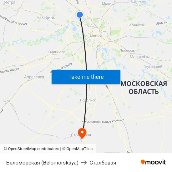 Беломорская (Belomorskaya) to Столбовая map