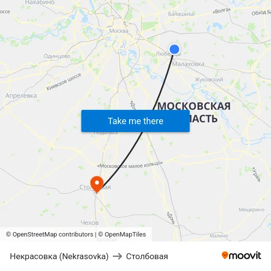 Некрасовка (Nekrasovka) to Столбовая map