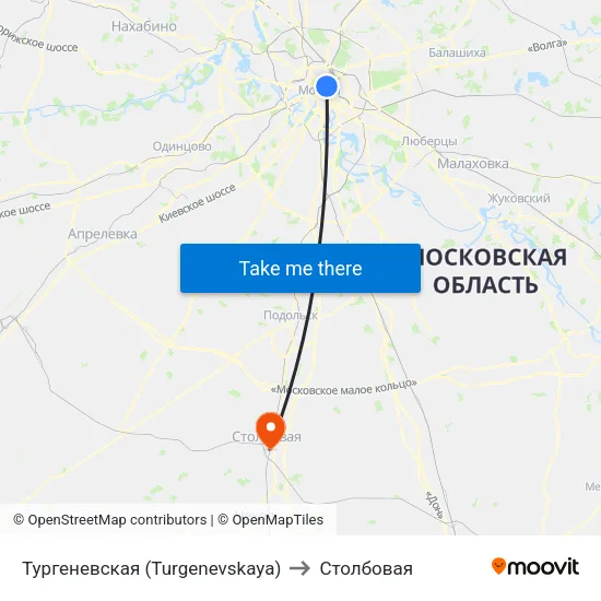 Тургеневская (Turgenevskaya) to Столбовая map